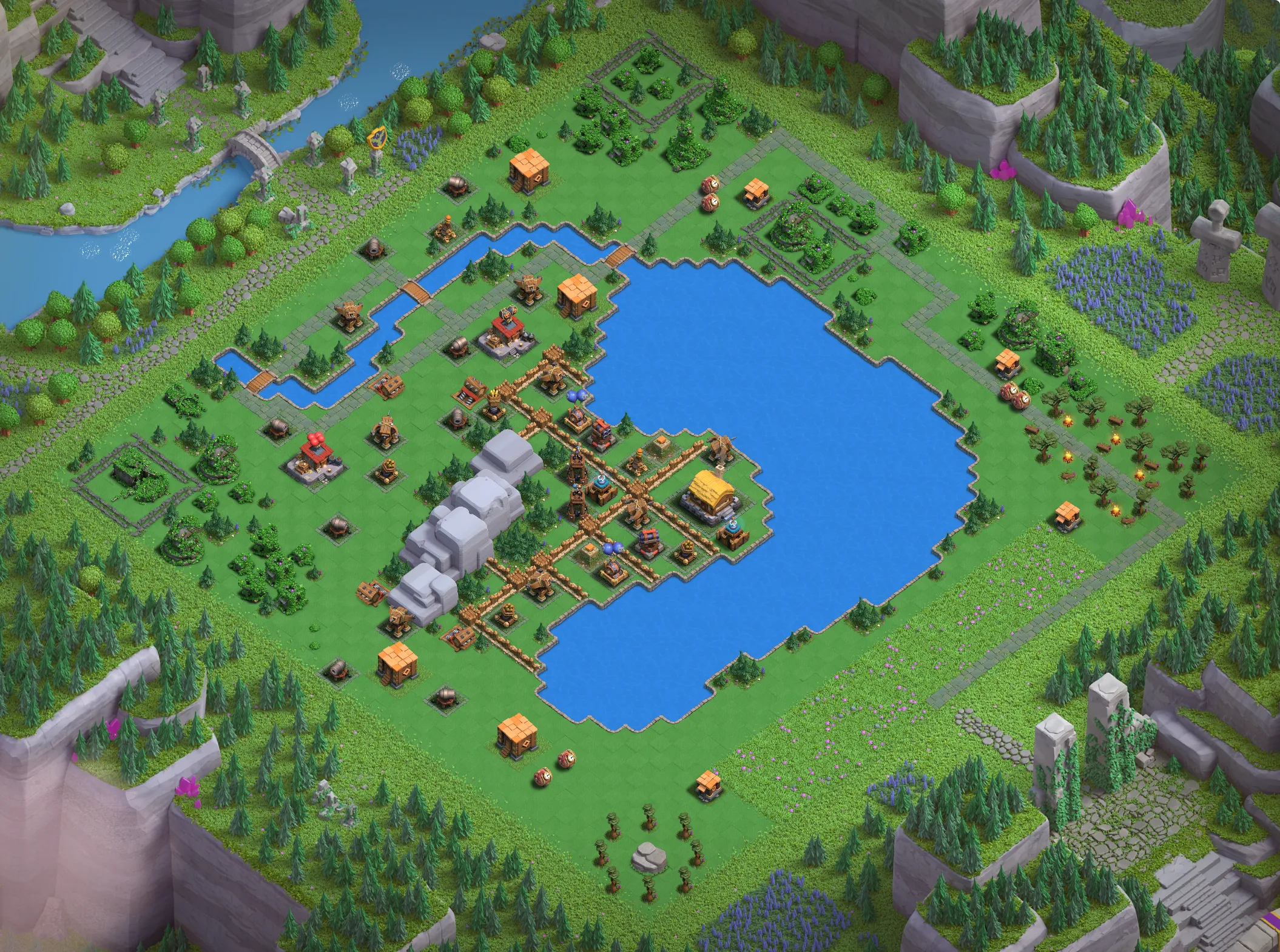 Balloon Lagoon Level 1 layout - Strong Clash of Clans Capital District base with link Base no. 1