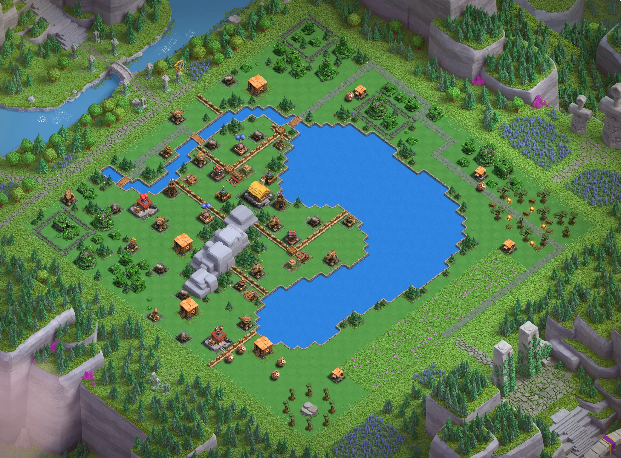 Balloon Lagoon Level 1 layout - Strong Clash of Clans Capital District base with link Base no. 2