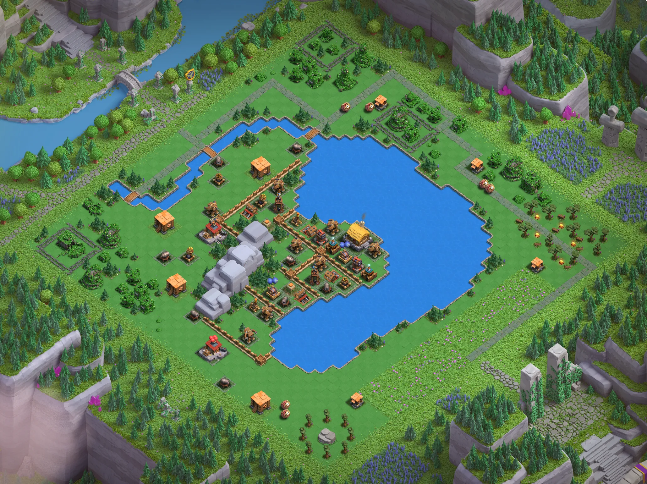 Balloon Lagoon Level 1 layout - Strong Clash of Clans Capital District base with link Base no. 3