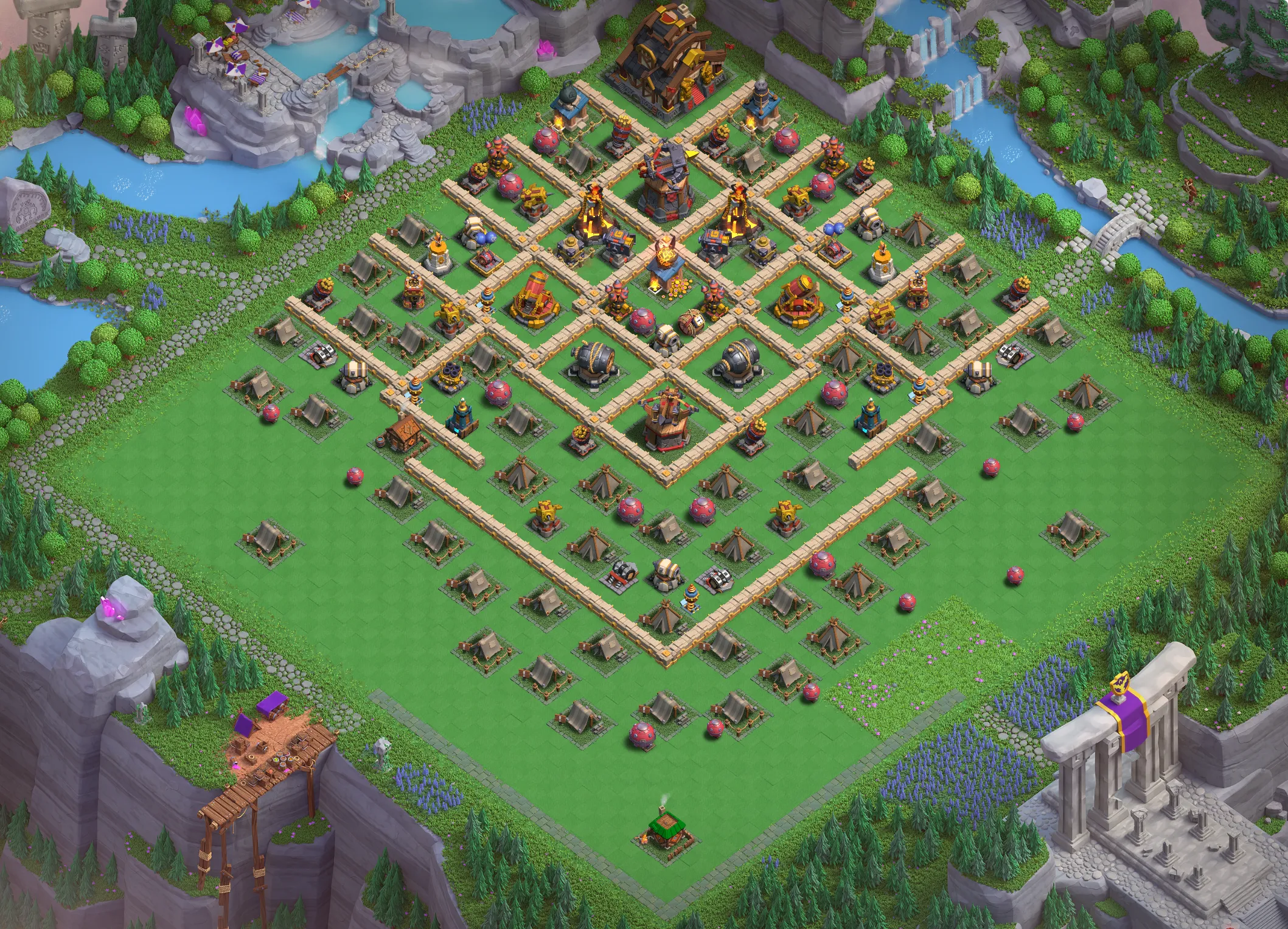Capital Peak Level 10 base layout with strong defense - Clash of Clans Capital Hall 10 base link Base #2 Best Capital Peak Level 10 Base Layout - Clash of Clans Capital Hall 10 Design Base #2
