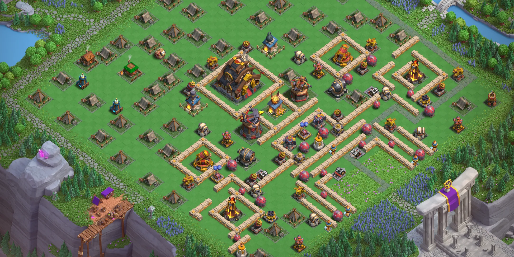 Capital Peak Level 10 base layout with strong defense - Clash of Clans Capital Hall 10 base link Base no. 1 Best Capital Peak Level 10 Base Layout - Clash of Clans Capital Hall 10 Design Base no. 1
