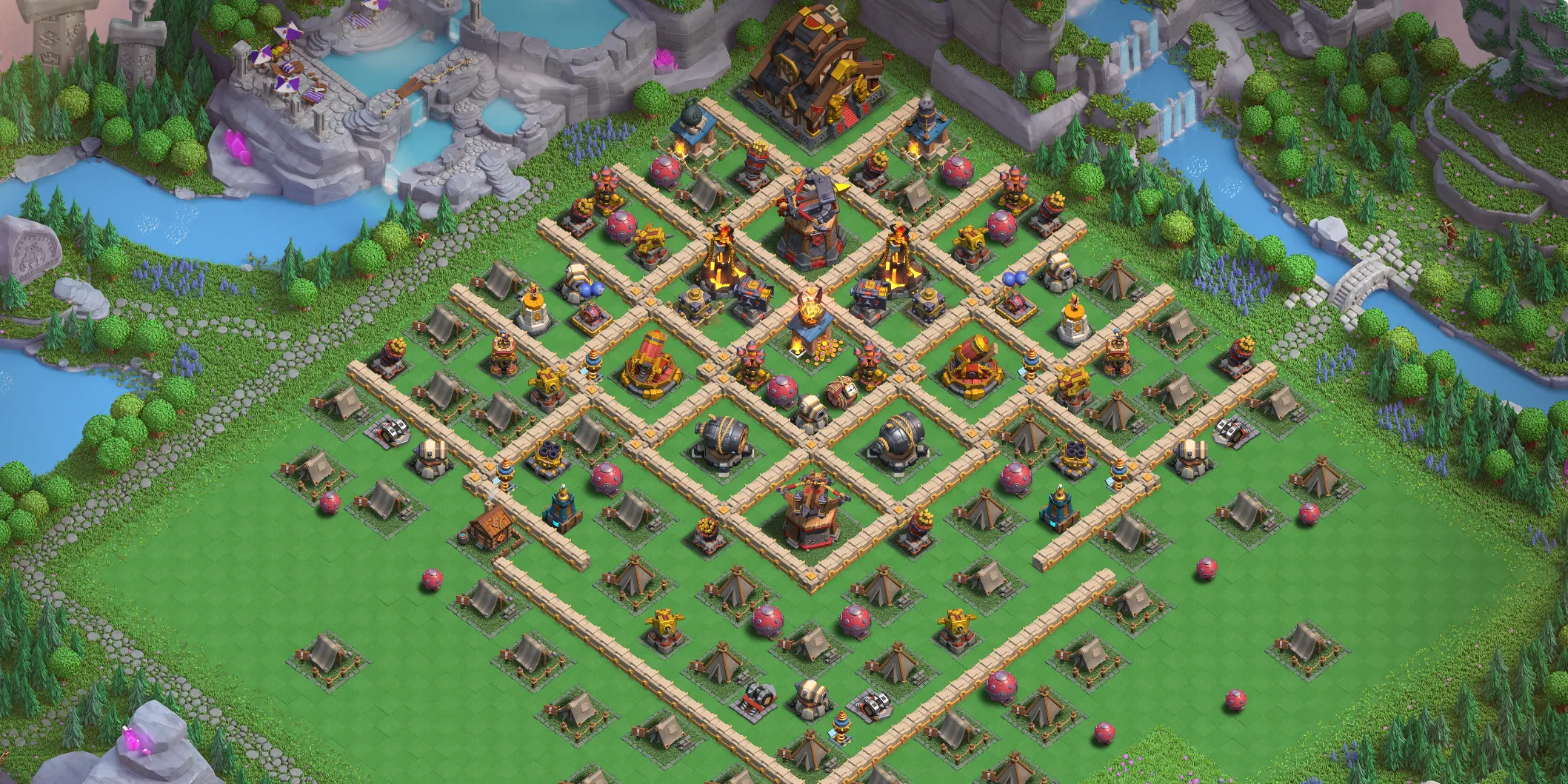 Capital Peak Level 10 base layout with strong defense - Clash of Clans Capital Hall 10 base link Base no. 2 Best Capital Peak Level 10 Base Layout - Clash of Clans Capital Hall 10 Design Base no. 2