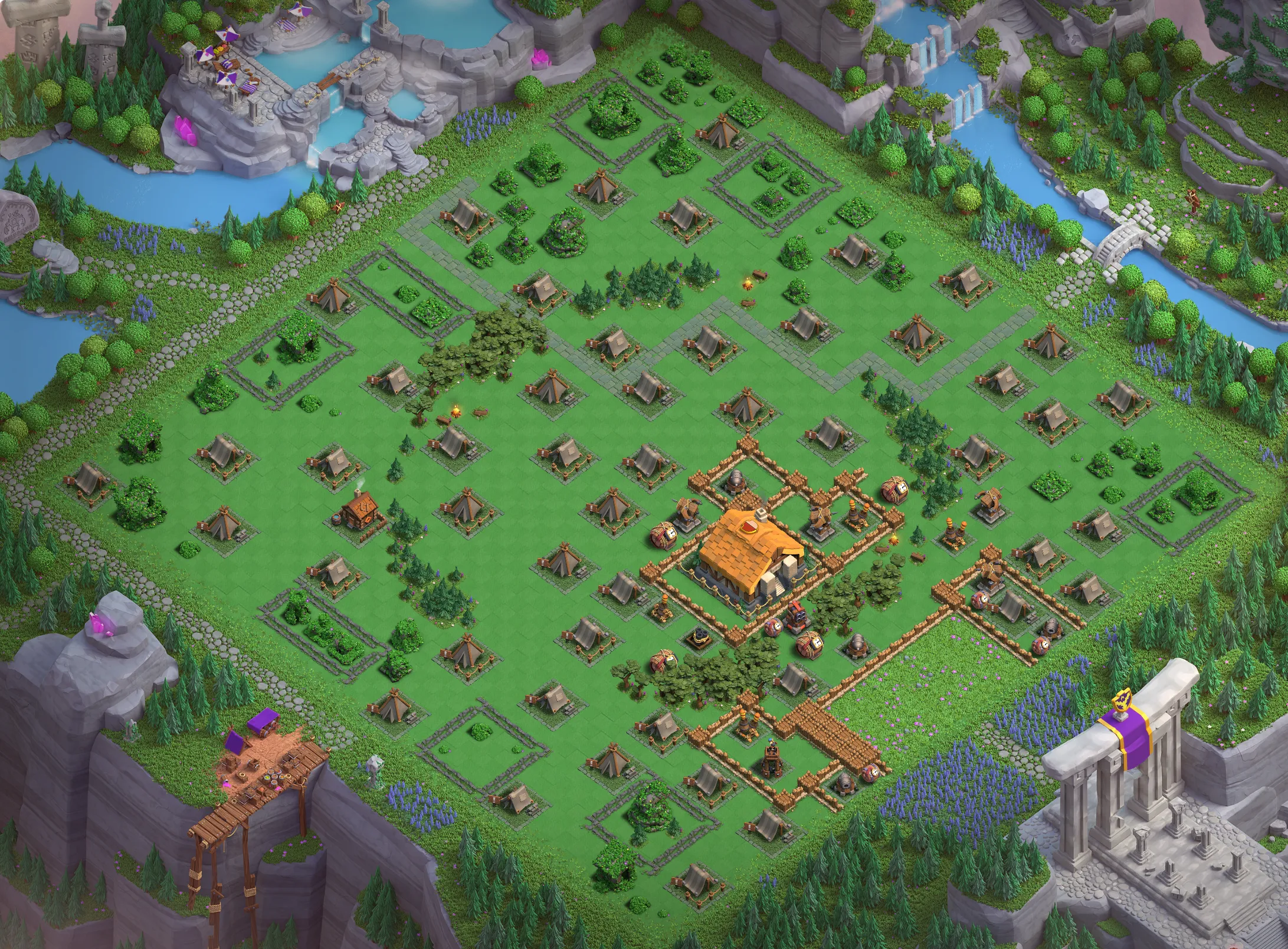 Capital Peak Level 2 base layout with strong defense - Clash of Clans Capital Hall 2 base link Base #3 Best Capital Peak Level 2 Base Layout - Clash of Clans Capital Hall 2 Design Base #3