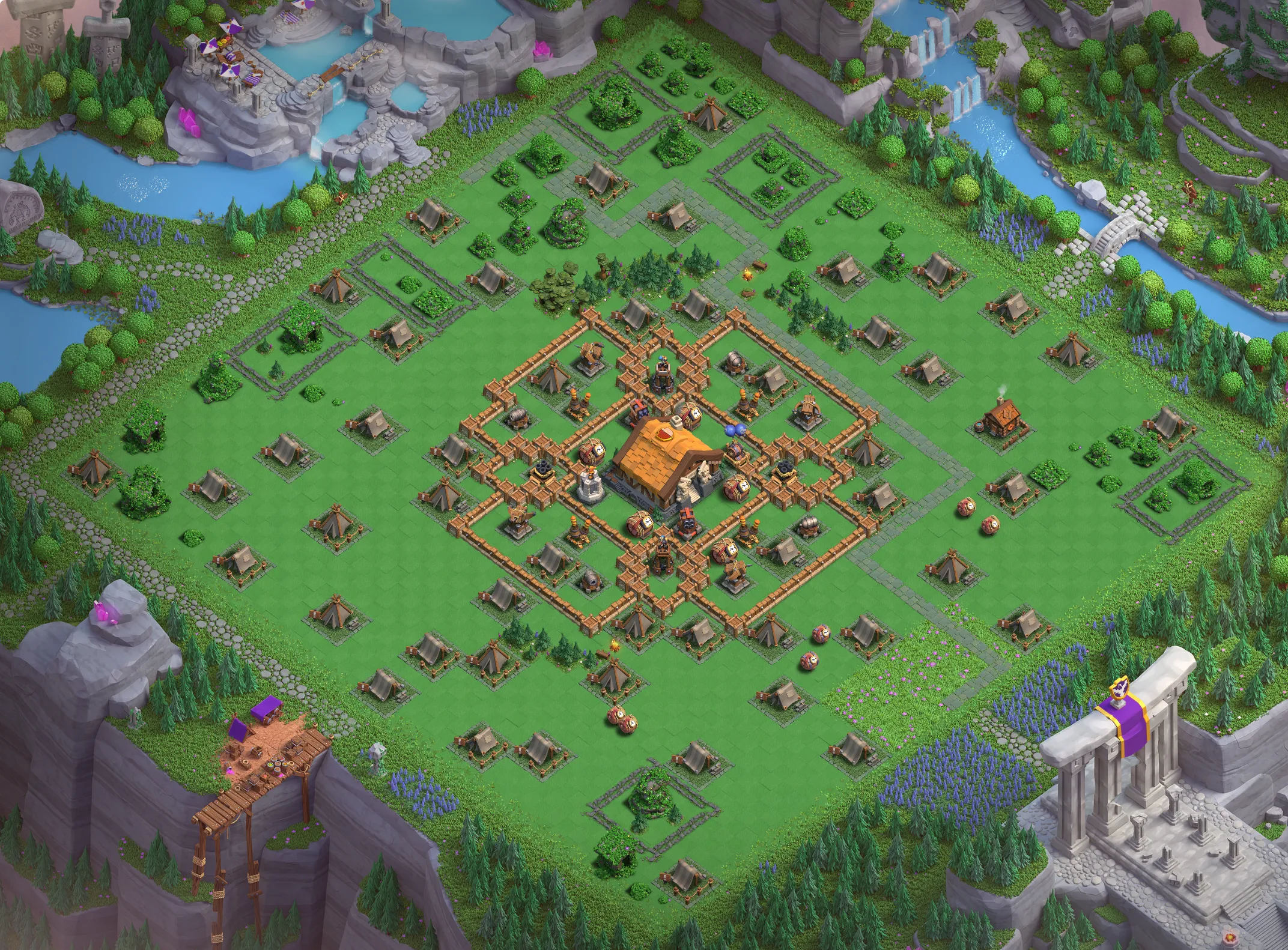Capital Peak Level 3 base layout with strong defense - Clash of Clans Capital Hall 3 base link Base #1 Best Capital Peak Level 3 Base Layout - Clash of Clans Capital Hall 3 Design Base #1