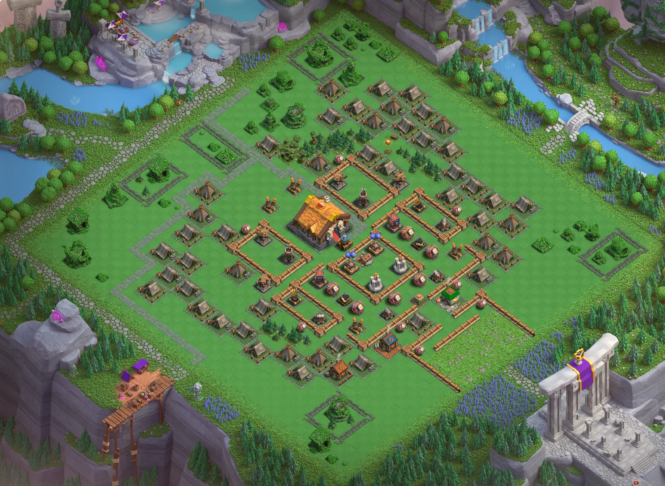 Capital Peak Level 4 base layout with strong defense - Clash of Clans Capital Hall 4 base link Base #2 Best Capital Peak Level 4 Base Layout - Clash of Clans Capital Hall 4 Design Base #2