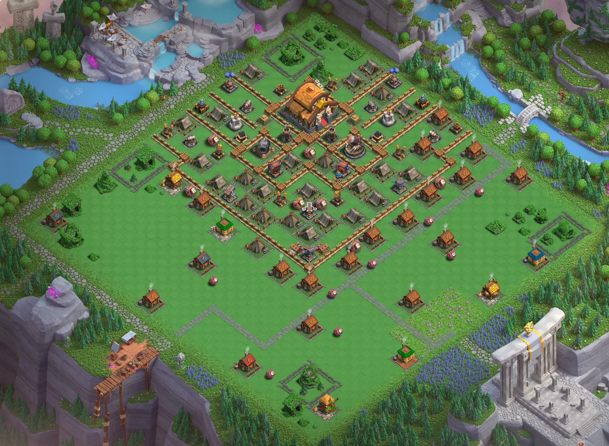 Capital Peak Level 5 base layout with strong defense - Clash of Clans Capital Hall 5 base link Base #2 Best Capital Peak Level 5 Base Layout - Clash of Clans Capital Hall 5 Design Base #2