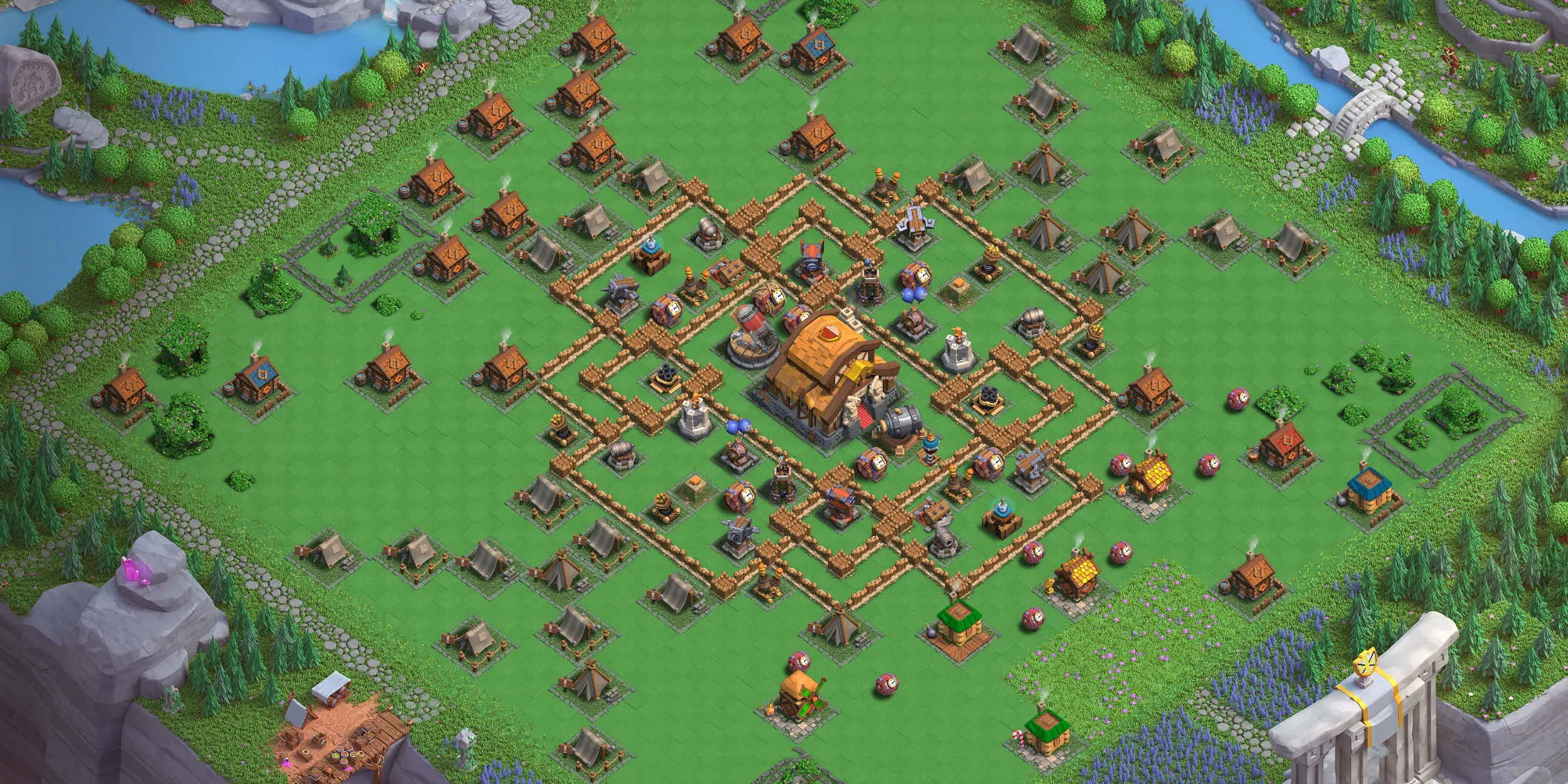 Capital Peak Level 5 base layout with strong defense - Clash of Clans Capital Hall 5 base link Base no. 1 Best Capital Peak Level 5 Base Layout - Clash of Clans Capital Hall 5 Design Base no. 1