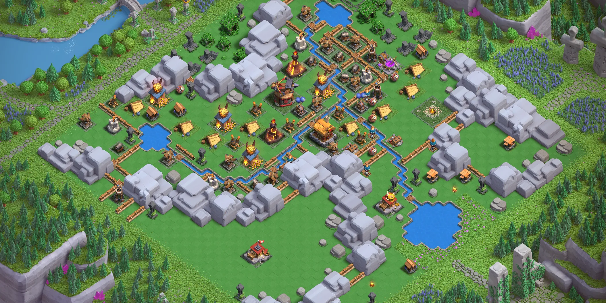 Dragon Cliffs Level 3 layout with anti-air defenses - Clash of Clans Capital District base design with copy link Base no. 3