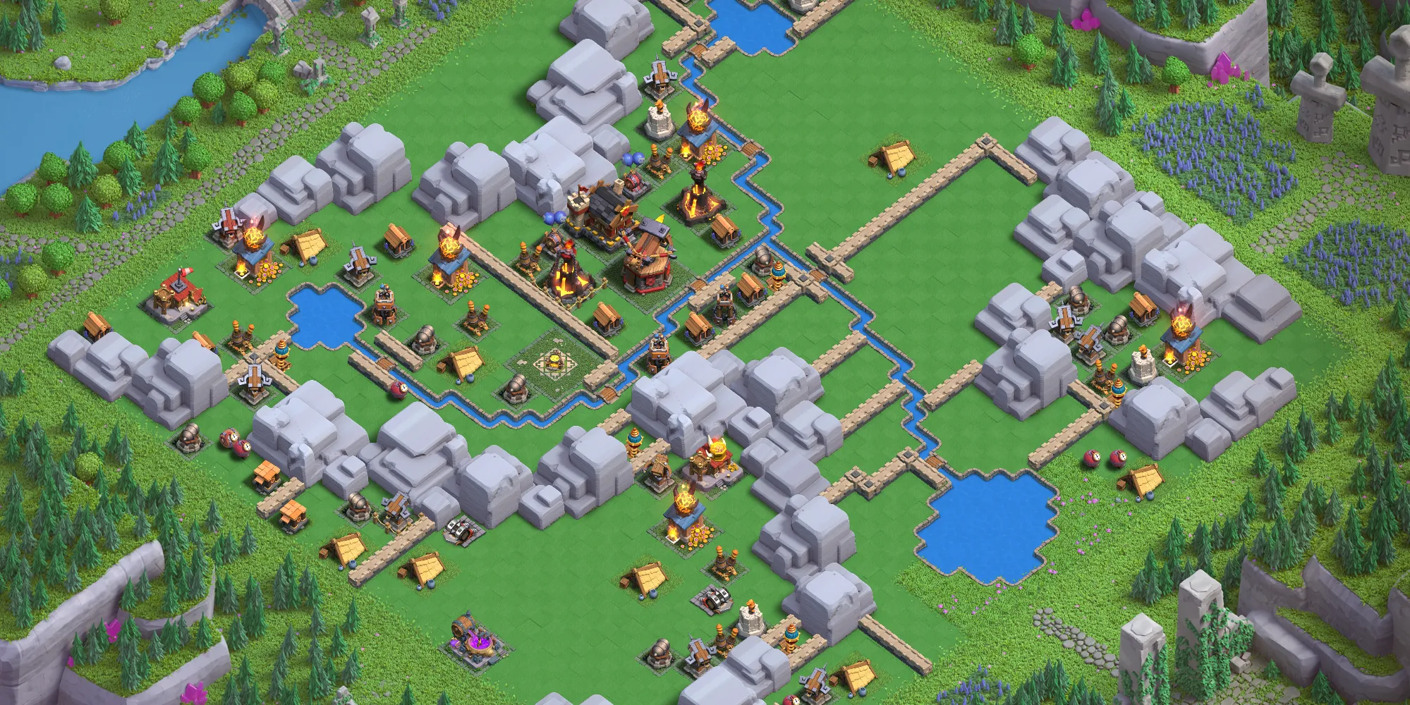 Dragon Cliffs Level 5 layout with anti-air defenses - Clash of Clans Capital District base design with copy link Base no. 2