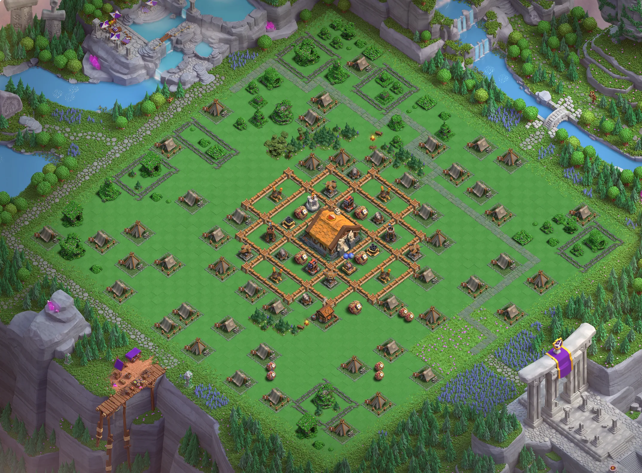 Capital Peak Level 3 base layout with strong defense - Clash of Clans Capital Hall 3 base link Base #3 Best Capital Peak Level 3 Base Layout - Clash of Clans Capital Hall 3 Design Base #3